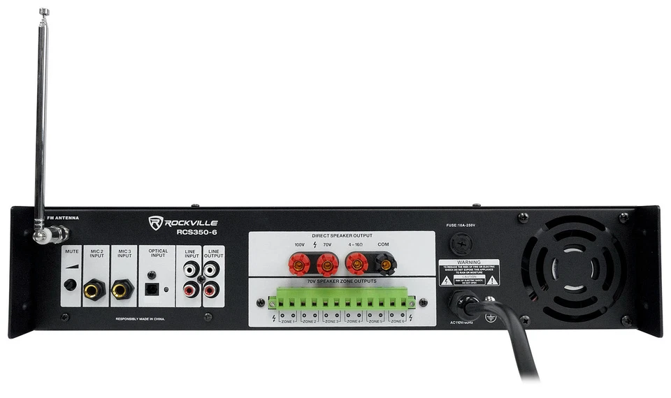 Rockville RCS350-6 350 Watt 6 Zone 70v Commercial/Restaurant Amplifier/Bluetooth - Image 3 of 4