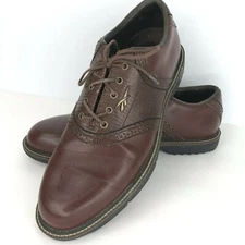 Reebok Golf Mens Shoes 9.5 M Spikeless Golfing Traction Brown Soft Spikes Oxford