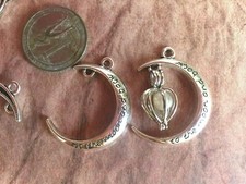 Moon Charm Crescent Moon Pendant Silver to the Moon and back 10 pcs 30x20mm Larg