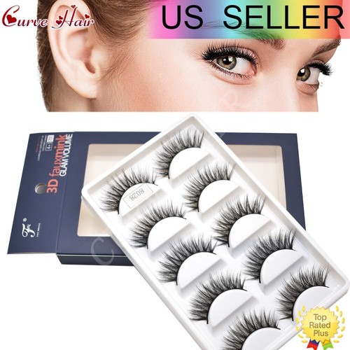 US 5 Pairs 3D Mink Eyelashes Thick Cross Make Up Extensions Soft False Eyelash - Picture 8 of 21