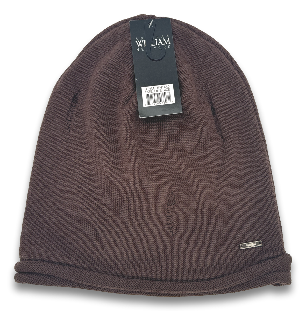 Double Layered Long Rolled Up Beanie 2 Colors Distressed Winter