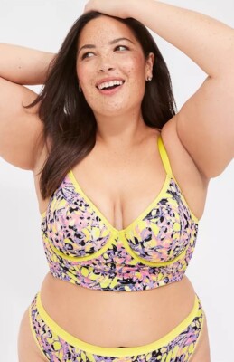 Cacique Womens 44DD NEW Bra Floral Longline Lightly Lined Demi