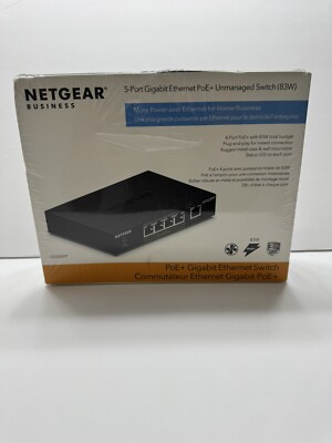 New Netgear 83W GS305PP 5-Port Gigabit Ethernet PoE+ Unmanaged Switch