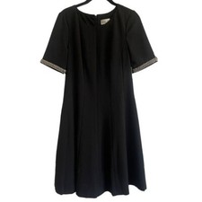 NWT Eliza J Black Fit & Flare Short Sleeve Dress w/ Embellished Sleeves, Size 6