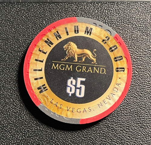 MGM Grand Casino - Poker $5 Casino Chip Millennium 2000 - Imagen 2 de 2