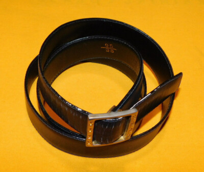 CAMPANILE-SPATARELLA VIA CONDOTTI ROMA BLACK GENUINE LEATHER BELT SIZE 36/90cm..