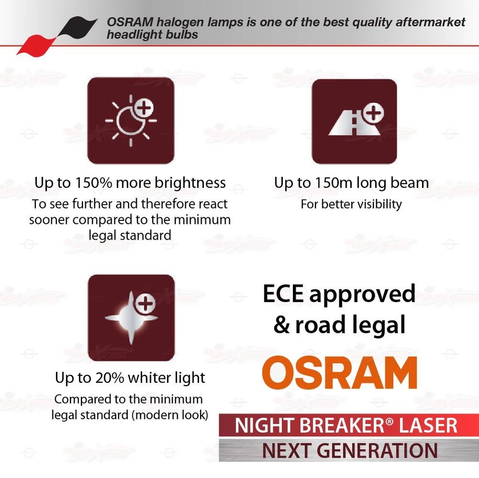 Faro OSRAM NIGHT BREAKER LÁSER NEXT GEN Bombillas Duo H7 +150% 55W para haz bajo Foto 3 de 4