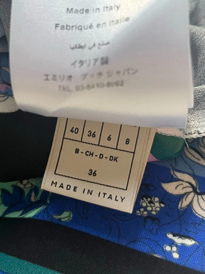 Falda elástica de nailon vintage PUCCI estampado de viscosa hasta la rodilla falda azul EE. UU. talla 6 Foto 3 de 4