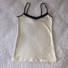 H & M WOMENS SIZE 6 IVORY WITH BLACK LACE TANK TOP!!