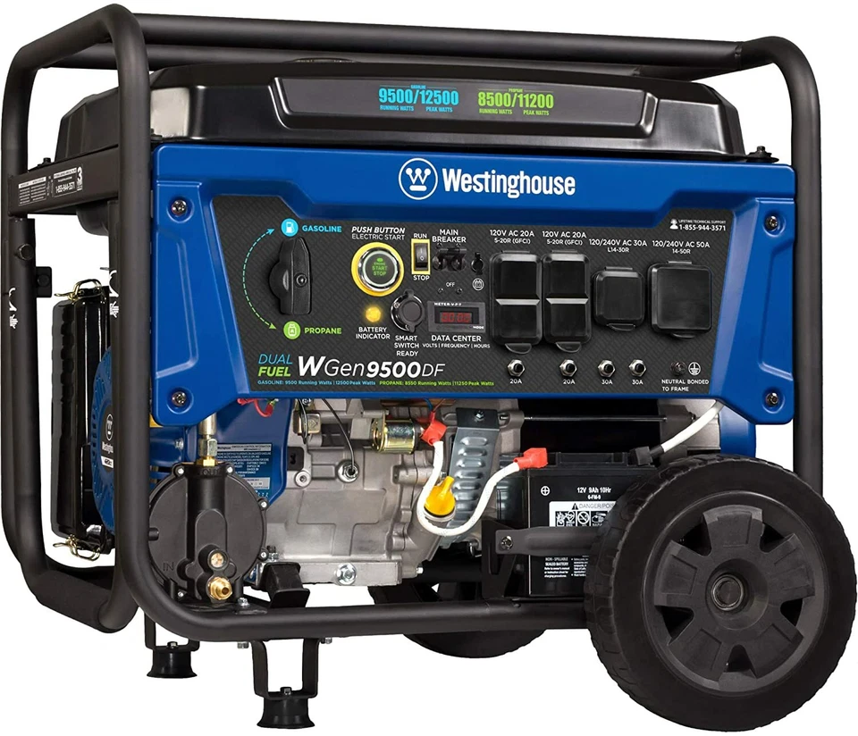 Westinghouse 12,500-W Portable Dual Fuel Gas Powered Generator with Remote Start - Image 2 of 4