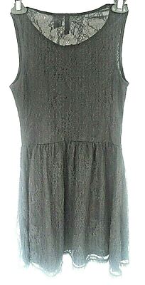 H&M DIVIDED Womans Black Lacey Zip Front DRESS - XS - UK6 - EU34 - VGC