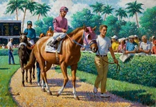 ARTHUR SARNOFF Poster or Rolled Canvas Print "Horse Racing" Horse Racing