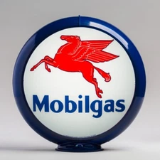 Mobilgas 13.5" Gas Pump Globe w/ Dark Blue Plastic Body (G148)