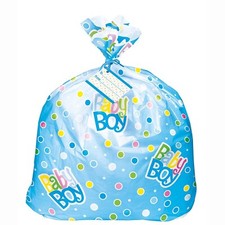 Unique Jumbo Plastic Polka Dot Boy Baby Shower Gift Bag, 1 Count Pack of 1 ,...