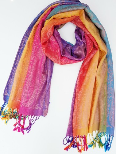 Women Rainbow Paisley Pashmina Scarf Wrap Shawl Bohemian Christmas Gift Fashion - Picture 2 of 3