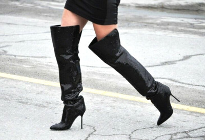 BNIB SERGIO ROSSI SEQUIN OVER THE KNEE BOOTS SZ 38.5 (8US) RETAILS $1895