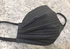 Face Mask, Adult Size XL, Gray on Black, Three Layers, Nose Wire, Reversible