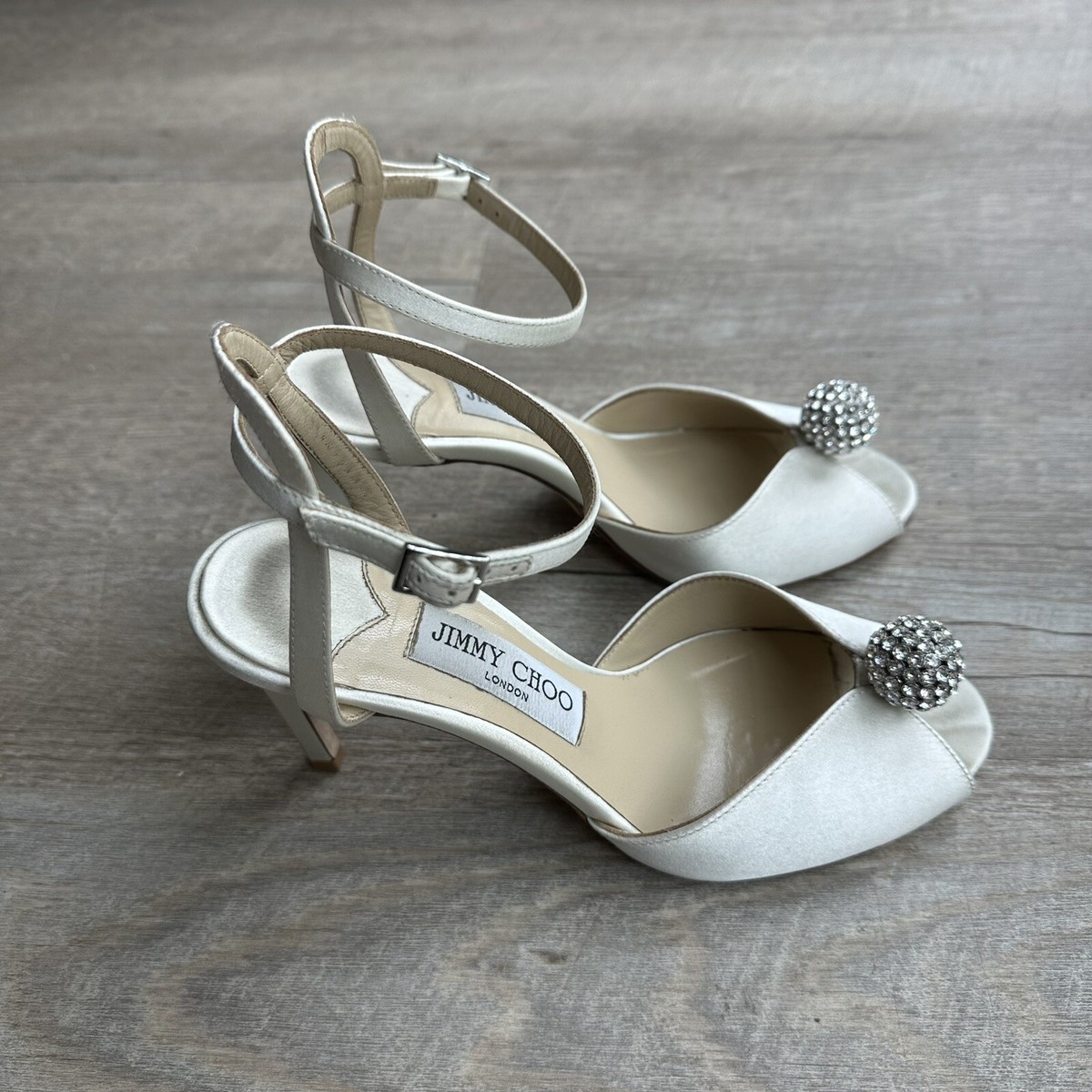 Jimmy Choo Women's Sacora 85 Satin Sandals with Crystal
