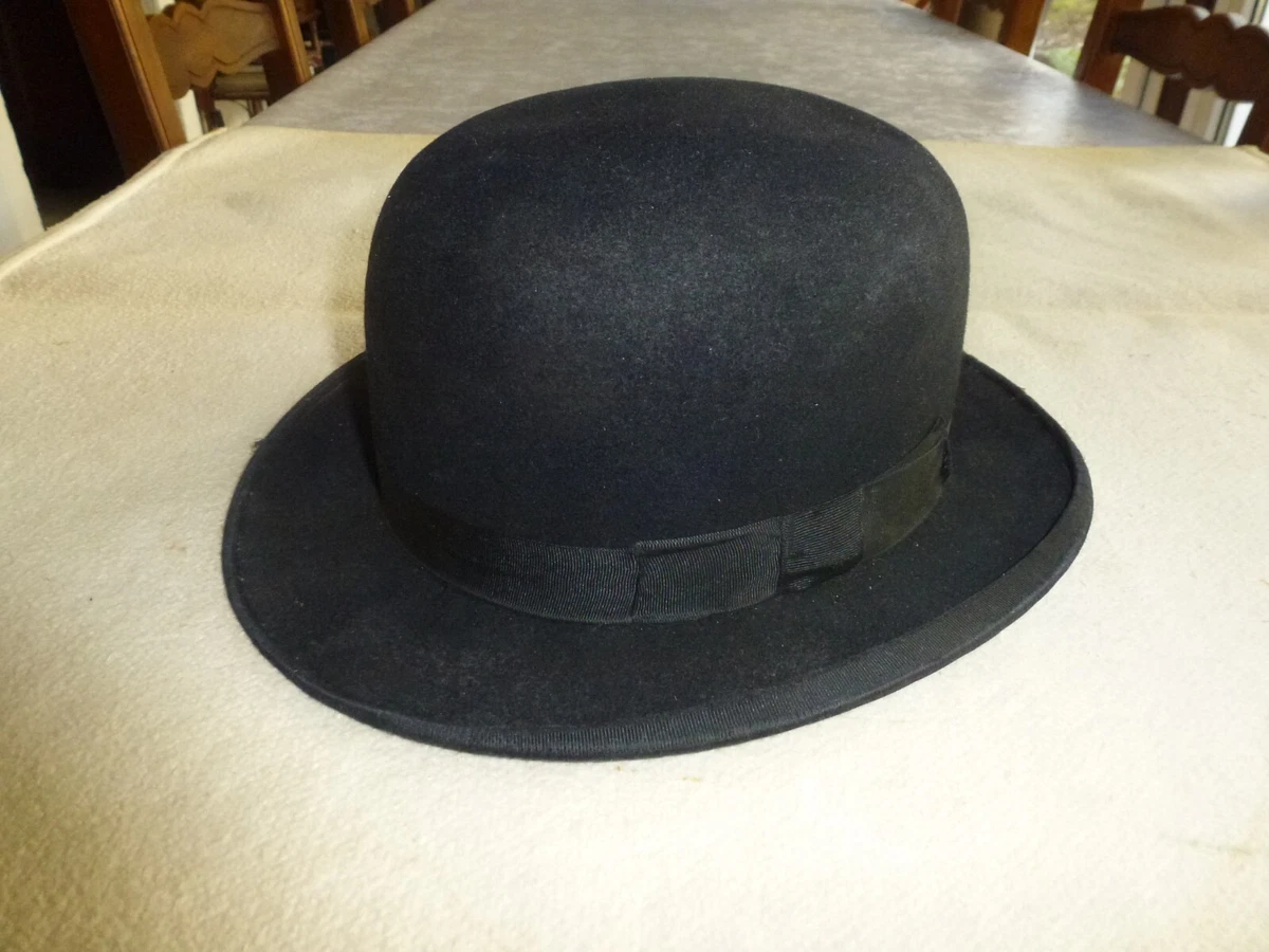 Chapeau Melon Anglais Vintage – Début XXème Siècle, Noir Satin