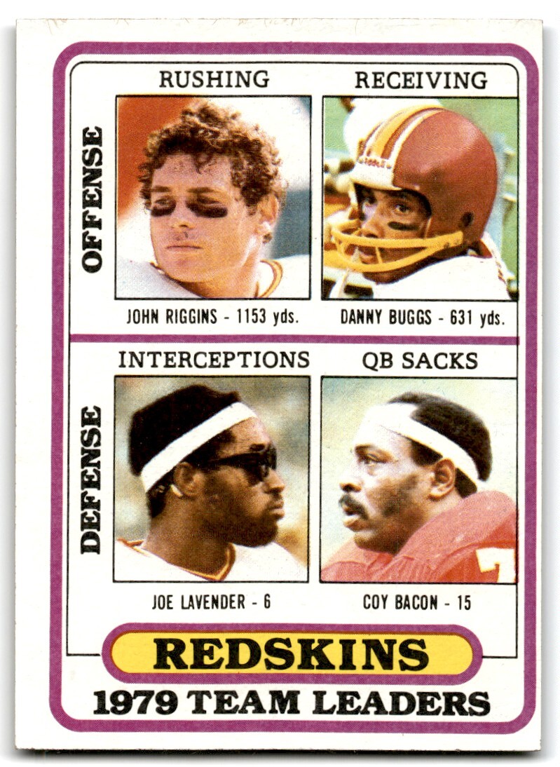 1980 Topps John Riggins/Danny Buggs/Joe Lavender/Coy Bacon Football ...