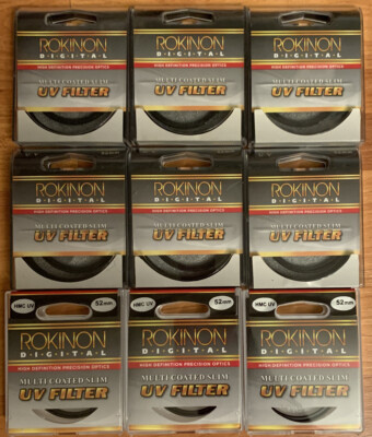 Rokinon Slim 52 mm High Definition Multi-Coated UV Filter - Lot Of 9