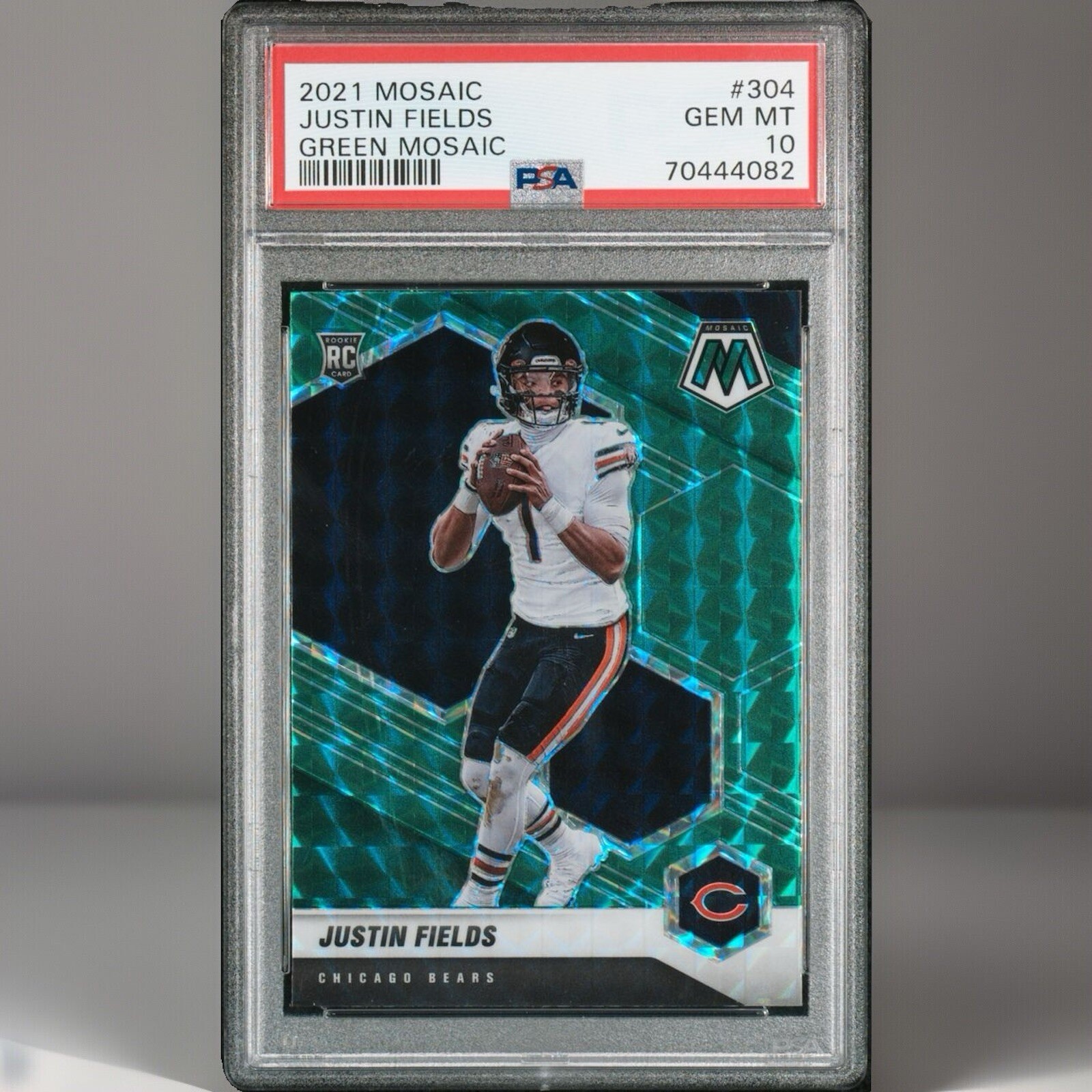 2021 Panini Mosaic Justin Fields Green Mosaic #304 Rookie PSA 10 Gem Mint