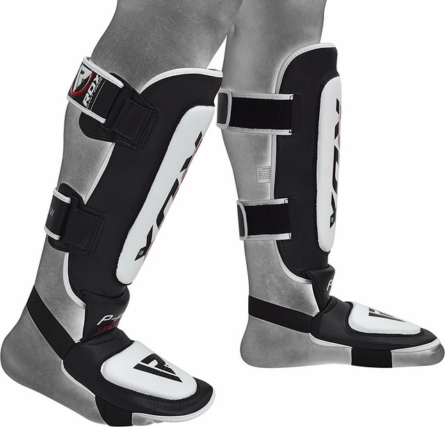 RDX Shin Guard Leather MMA Instep Leg Pads Muay Thai Boxing Training