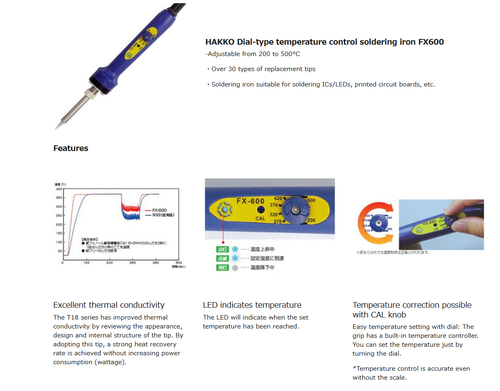 HAKKO Dial-Type Temperature Control Soldering Iron FX600-02. AC 100V. From Japan - Picture 6 of 7