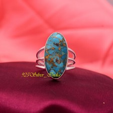 Blu Rame Turchese Gemma 925 Argento Sterling Artigianale Anello Tutti Size ER-81