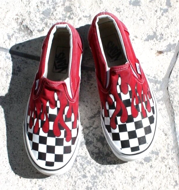 Vans checkered flame shop shoes