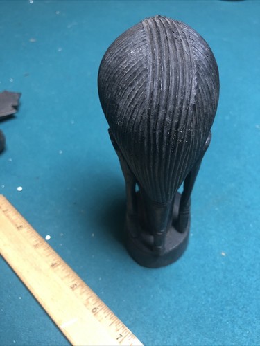 Vintage African Hand Carved Ebony Wood Tribal Warrior Sculpture Head Bust 7” - Picture 4 of 7