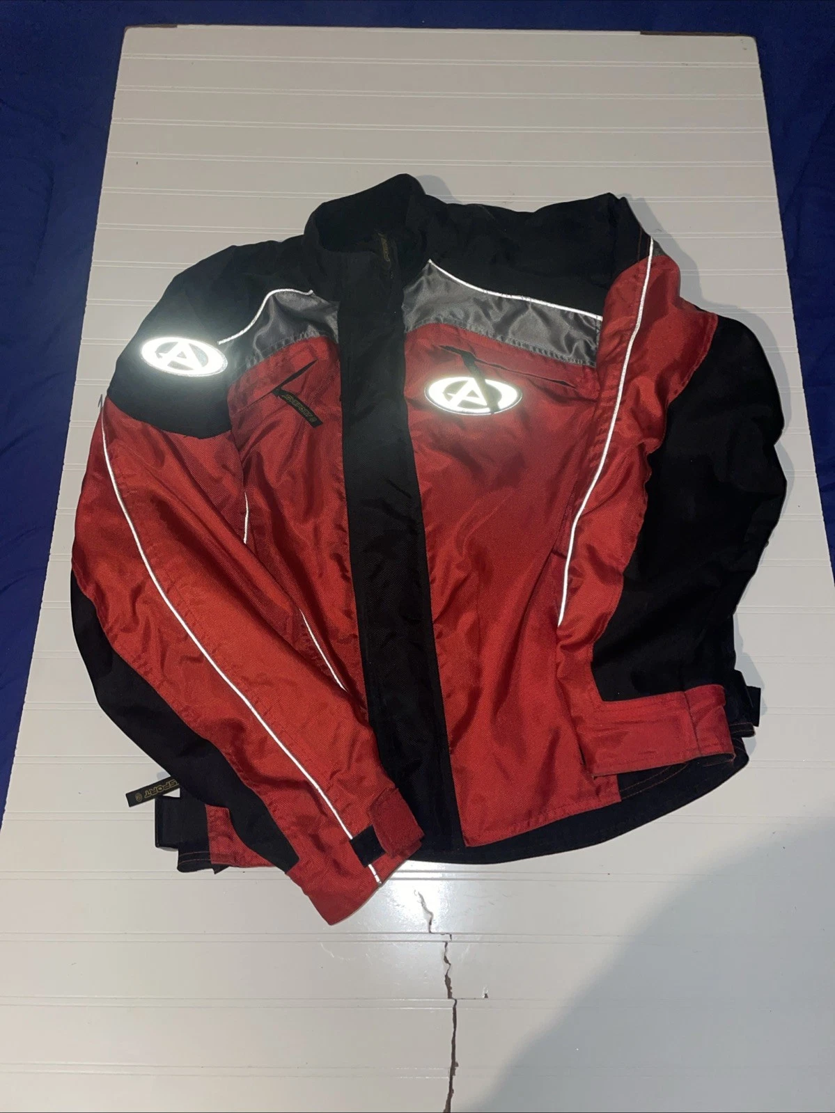 AGV Sport Motorcycle Jacket Men's XL Black Red Zip Heavy Nylon Polyester - product detail image 1