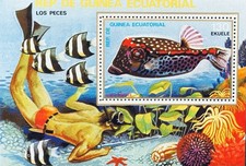 FRANCOBOLLI VITA MARINA GUINEA EQUATORIALE SS 1979 MNH SUBACQUEO PELLE PESCE MARE OCEANO