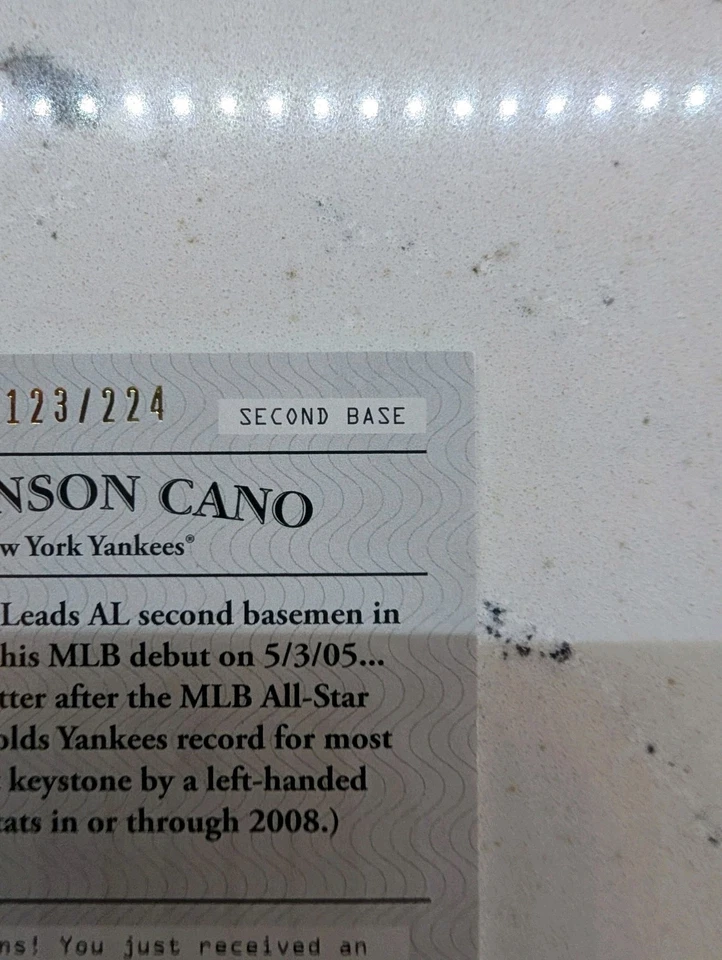 2009 TOPPS TICKET TO STARDOM TRIPLE RELIC ROBINSON CANO /224 YANKEES - Image 4 of 4