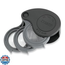 Carson TriView 5x/10x/15x Folding Loupe Magnifier with Built-in Case, 3-in-1