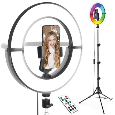 Bower 12'' Foldable LED Ring Light Kit Adjustable Stand Remote Control Dimmable