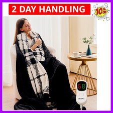 JKMAX Heated Electric Blanket King Size - 100"x90" Flannel 100x90, Black