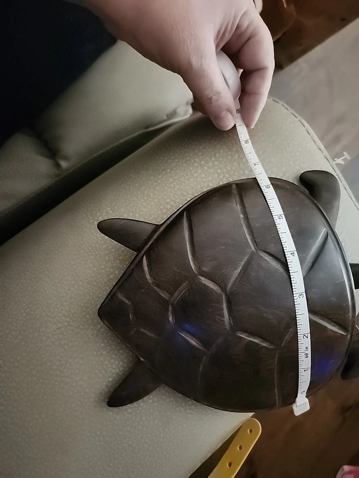 Tortuga tallada en madera de hierro tallada en madera 7 1/2 × 6 1/2 pulgadas Foto 2 de 4