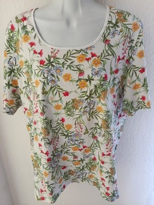 Walbusch Damen T-Shirt Gr.46 Kurzarm Mehrfarbig Baumwolle Elastan Top Zustand