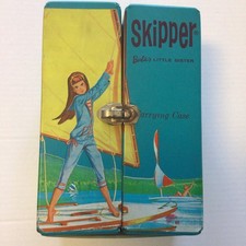 SKIPPER BARBIE'S LITTLE SISTER VINTAGE DOLL CARRYING MATTEL 1964 BLUE CASE READ