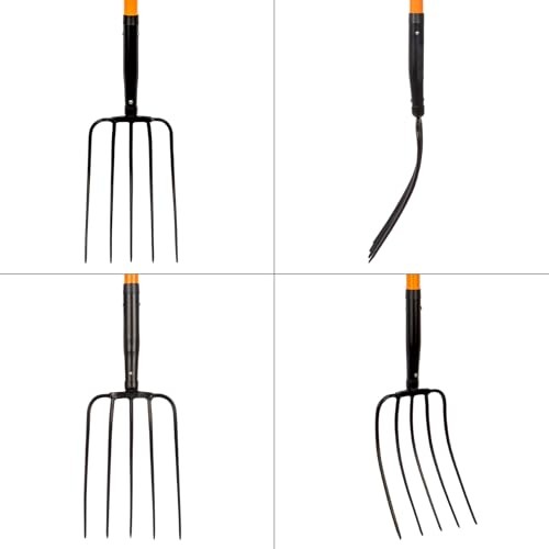  Pitch Fork for Gardening, 5 Tine Pitchfork Heavy Duty with Fiberglass Handle, 