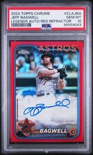 2024 Topps Chrome Legends Jeff Bagwell Auto Red Refractor 5/5 Jersey # PSA 10