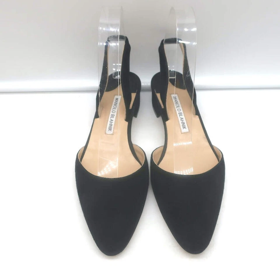 Manolo Blahnik Aspro 低跟露背高跟鞋黑色麂皮绒 35 码 — 第 3/4 张图片