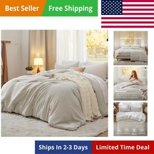 California King Comforter Set, Light Beige Soft Bedding, 3 Pieces, All Seasons