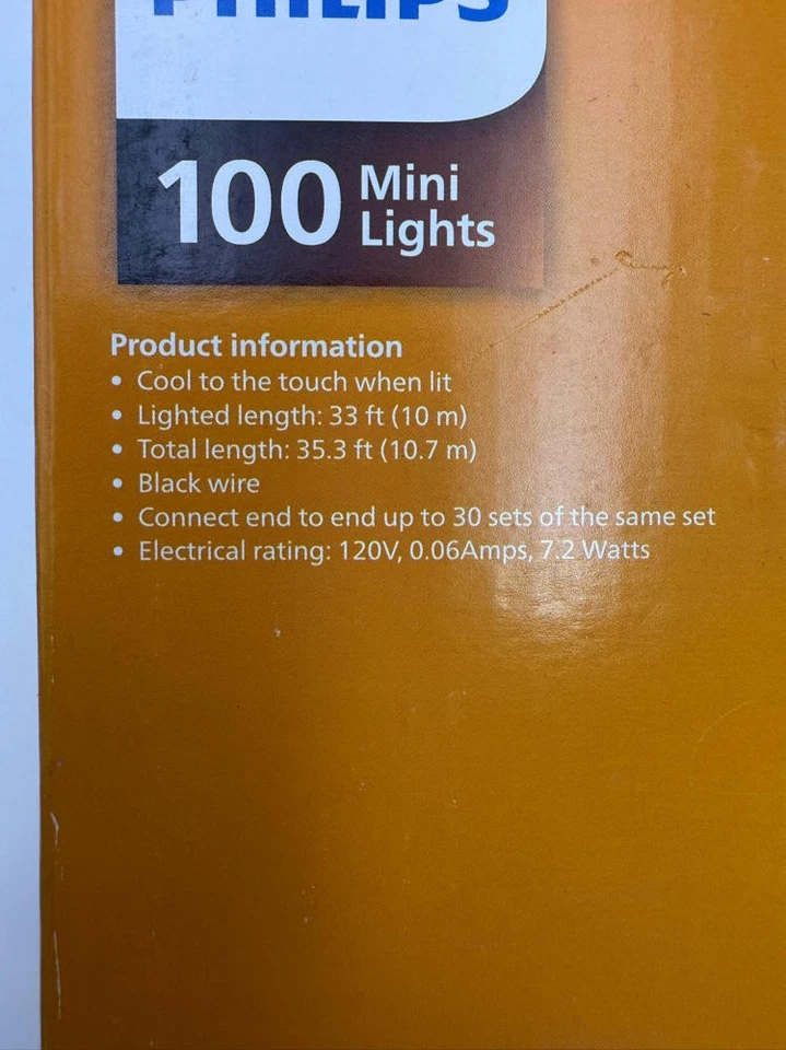 Philips LED 100 Mini Lights Indoor/Outdoor Orange - Perfect for Halloween - NEW - Image 3 of 4