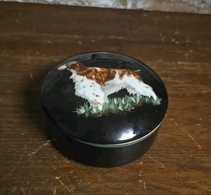 Tiffany & Co. Porcelain Hunting Dog Box - 4"D - Welsh Springer Spaniel