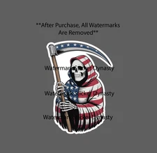 Grim Reaper Sticker Waterproof Decal USA Flag America United States Gift NEW