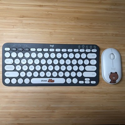 Logitech K380 Bluetooth Keyboard Line Friends Brown Bear and peddle mouse