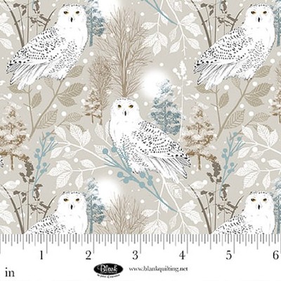 Blank Quilting Winter Whispers Owls Tan Cotton Fabric By The Yard