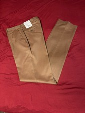 Paul Fredrick Mens Light Brown Wool Tailored Fit Dress Pants size 30 Unhemmed